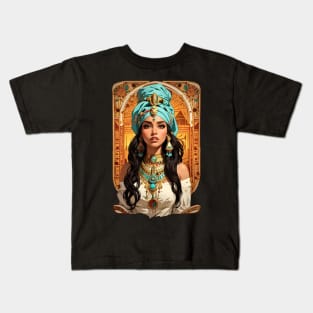 Cleopatra Queen of Egypt retro vintage floral design Kids T-Shirt